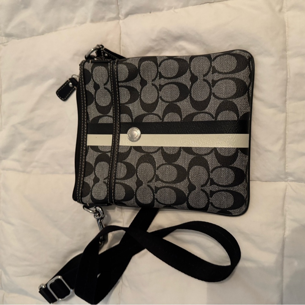 Coach Monogram Black and White Crossbody Bag